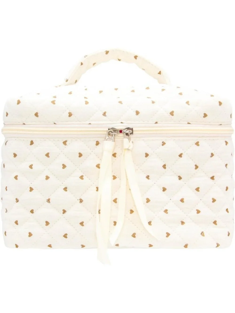 Quilted Travel Makeup Bag for Women | Cosmetic & Toiletry Organizer, Heart